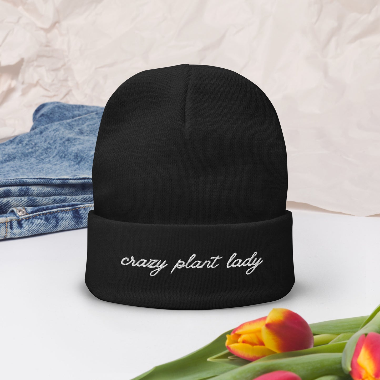 Crazy Plant Lady Embroidered Beanie